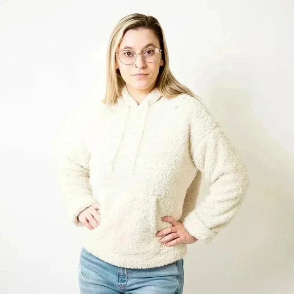 H&M Fuzzy Fleece Pullover Hoodie - Picture 1 of 7